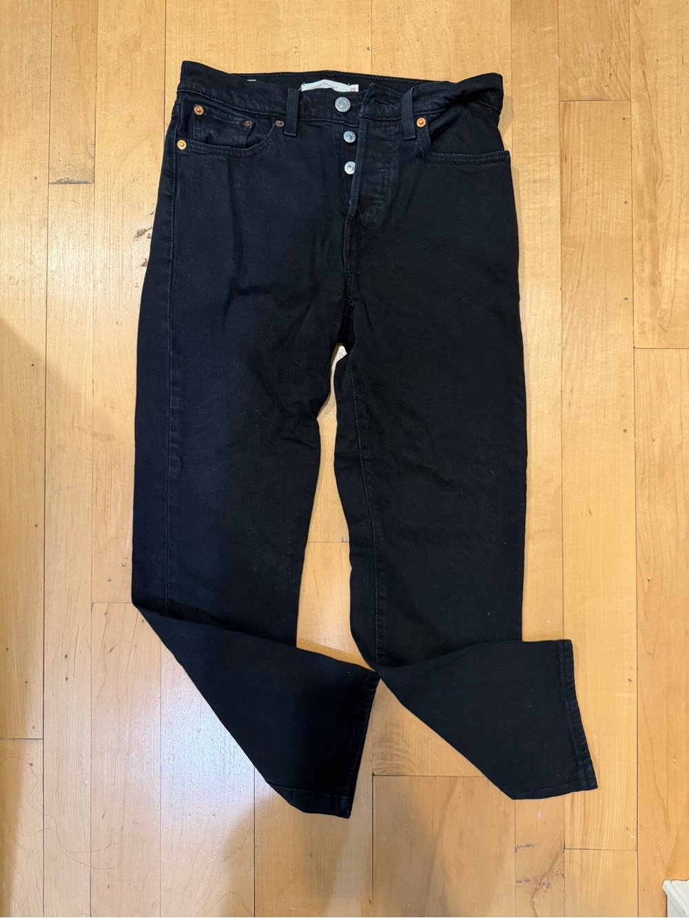 Levi’s Wedgie Straight Jeans Women’s 25 Black High Rise Denim